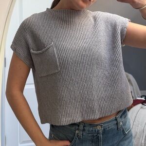 Free People Gray Knit Cropped Top